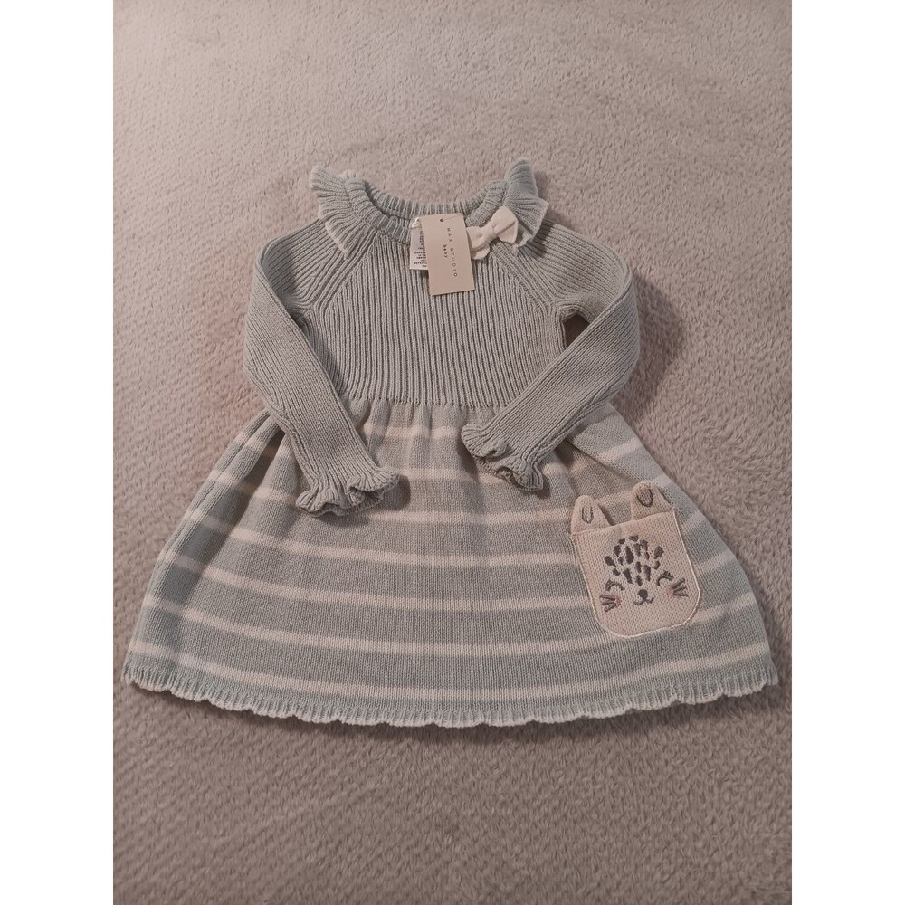 Max Studio Bunny Theme Baby Mint Green Sweater Dress 18M NWT Easter Church Rabbi